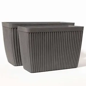 Primrose Garden Outdoor Trough Patterned Resin Planter in Artisan Grey 73cm