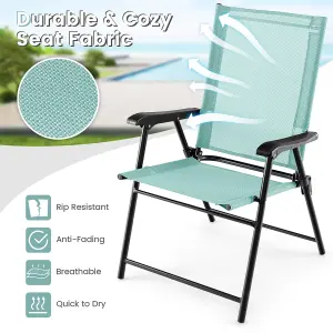 Costway Set of 4 Patio Folding Dining Chairs Outdoor Portable Sling Back Chairs