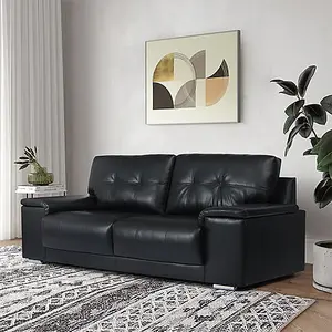 Kensington Faux Leather 3 Seater Sofa In Black