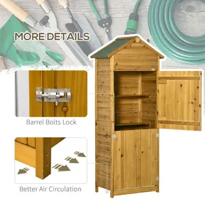 Outsunny Wooden Garden Storage Shed Utility Gardener Cabinet 3 Shelve