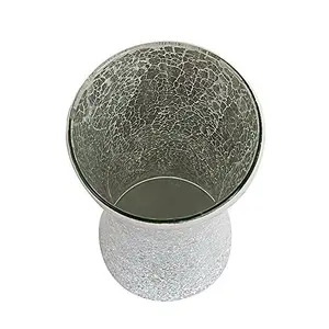 London Boutique Vase Cylinder Handmade Mosaic Glitter Vase Decorative Sparkled Glass gift present (Cylinder Silver)