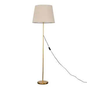 ValueLights Modern Gold Metal Standard Floor Lamp With Beige Tapered Shade - Includes 6w LED Bulb 3000K Warm White