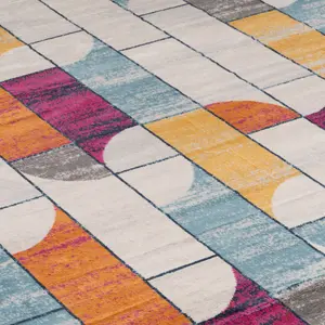 Fun Multicolour Geo Wabi Sabi Retro Runner Rug 60x240cm