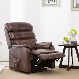 Buckingham Single Motor Electric Rise Recliner Bonded Leather Armchair Sofa Mobility Chair (Brown)