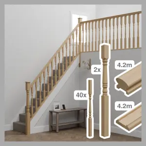 Full Staircase Balustrade Kit 4.2m (turned)