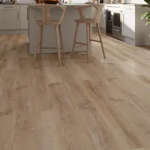 GoodHome Mambo Distressed Browm Rustic Wood effect Synchronised Click vinyl Planks, 2.17m²