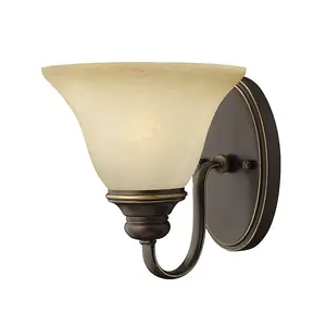 Elstead Cello 1 Light Wall Light Antique Bronze Glass Shade, E27