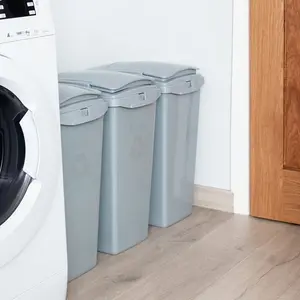 Plastic Manual Lift Rubbish Bin - 40L (Set of 3) Eco Grey