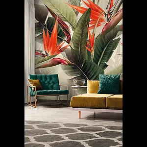 Galerie Havana Orange Large Floral Plant Wall Mural