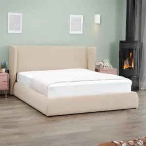 Harrington 180cm Super King Boucle Ottoman Bed Frame - Beige