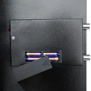 Safe - electronic with double bolt locking system, LED display, code and keys, 50 x 35 x 34.5 cm - black