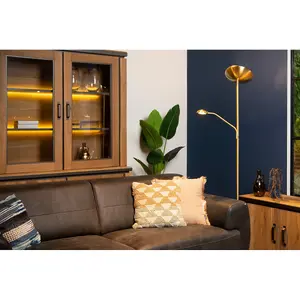 Lucide Zenith Modern Floor Reading Lamp - LED Dim. - 3000K - Matt Gold, Brass