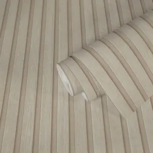 AS Creation Wooden Slats Panelling 3D Wood Panel Stripe Non Woven Wallpaper Beige 39109-6