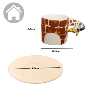 Coffee Tea Cups and Saucers Set Giraffe Mug by Laeto House & Home - INCLUDING FREE DELIVERY