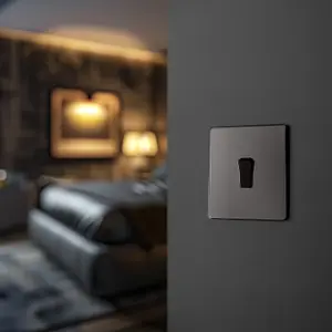 BG Evolve 20A Single Wall Light Switch, 2 Way, Screwless, Black Chrome