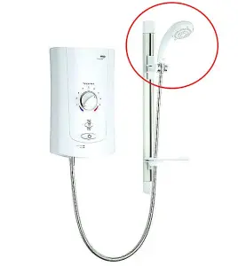 Mira Showers Advance Flex Electric Shower Head 3 Spray 90mm White + Chrome Hose