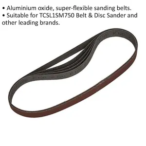 Premium 5-Pack Sanding Belts 25mm x 762mm - 120 Grit Aluminium Oxide for Detail Sanding