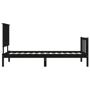 Berkfield Bed Frame with Headboard Black 90x200 cm Solid Wood