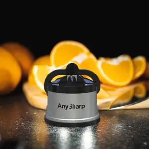 AnySharp Sharpener with PowerGrip, Silver, and AnySharp Smart Scissors 'Cut Anything' 5in1  Multi-Purpose Scissors Bundle