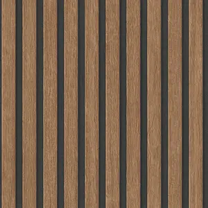 AS Creation Wooden Slats Panelling 3D Wood Panel Stripe Non Woven Wallpaper Brown Black 39109-8