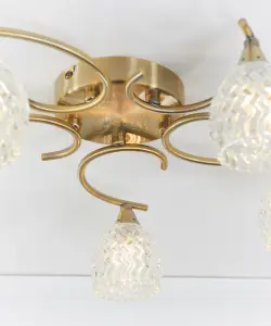 Anson Lighting Georgia 5lt Ceiling Light in  Antique brass plate & clear glass