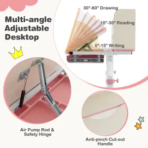 Costway Kids Study Desk Height Adjustable Children Writing Table w/ Tilt Desktop