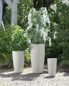 Plant Pot Stone 39 x 39 x 75 cm Beige ABDERA