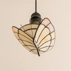 ValueLights Tiffany Style White Peach Glass Butterfly Ceiling Pendant Light Shade