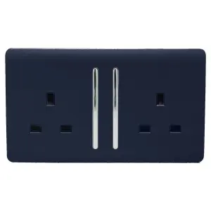 Trendiswitch Navy 2 Gang 13 Amp Switched Socket