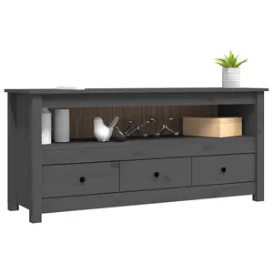 Berkfield TV Cabinet Grey 114x35x52 cm Solid Wood Pine