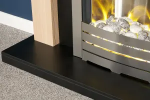 Adam Southwold Fireplace in Oak & Black with Helios Electric Fire in Brushed Steel, 43 Inch