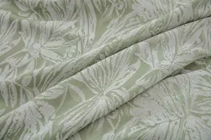 Chenille Jacquard Lined Pencil Pleat Curtains 229x229cm Green