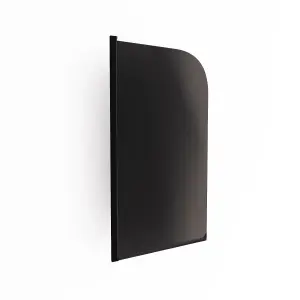 Nes Home 800mm Curved Bath Screen Matt Black Profile with Glass Reversible Denver