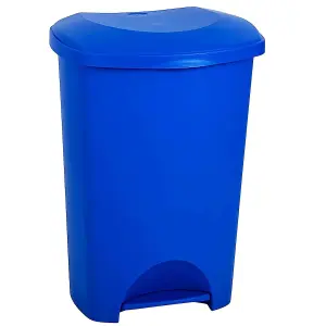 2 x Blue 50L Recycling Commercial Medical Utility Waste Trash Pedal Bins With Hands Free Foot Pedal Operation