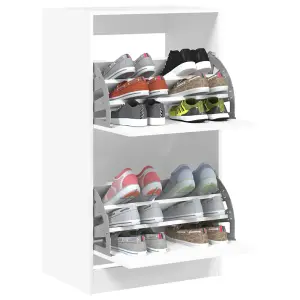 Shoe Cabinet with 2 Flip-Drawers White 60x42x108 cm