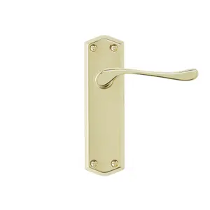 Colours Sheya Polished Brass effect Aluminium Scroll Latch Door handle (L)111mm (D)86mm, Pair