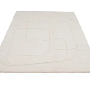 Cream Beige Free-Form Velvety Soft Rug 160x230cm