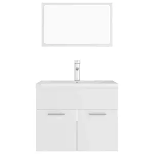 Berkfield Bathroom Furniture Set White Engineered Wood