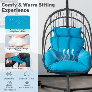 Costway Swing Hanging Egg Chair W/ Stand Hammock Chair W/ Soft Cushion Garden Patio Seat