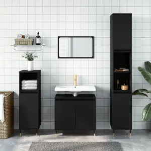 Berkfield Bathroom Cabinet Black 58x33x60 cm Engineered Wood