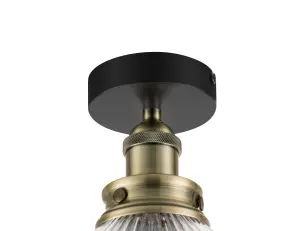 GoodHome Round Matt Glass & metal Black & clear Antique brass effect LED Ceiling light