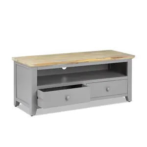 Florence Dove Grey TV Stand With 2 Drawers and Shelf