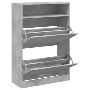 Berkfield Shoe Cabinet with 2 Flip-Drawers Concrete Grey 80x34x116 cm