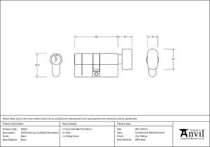 From The Anvil Black 30/30 6pin Euro Cylinder/Thumbturn