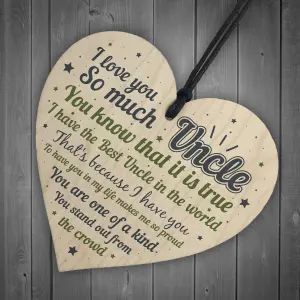 Red Ocean Novelty Uncle Gifts For Birthday Christmas Hanging Wooden Heart Plaque Best Uncle Gifts Thank You