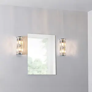 Luminosa Shimmer Glass Wall Lamp Chrome Plate, Clear Crystal