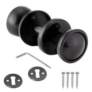 Black Rim Mortice Knob Plastic 50mm