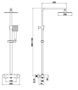 Nes Home Square Chrome Exposed Twin Head Thermostatic Mixer Shower