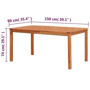 Berkfield Garden Table 150x90x74 cm Solid Acacia Wood