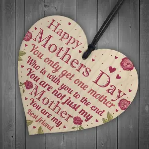 Red Ocean Mothers Day Wooden Heart Plaque Keepsake For Mum Mothers Day Gift From A Son Or Daughter